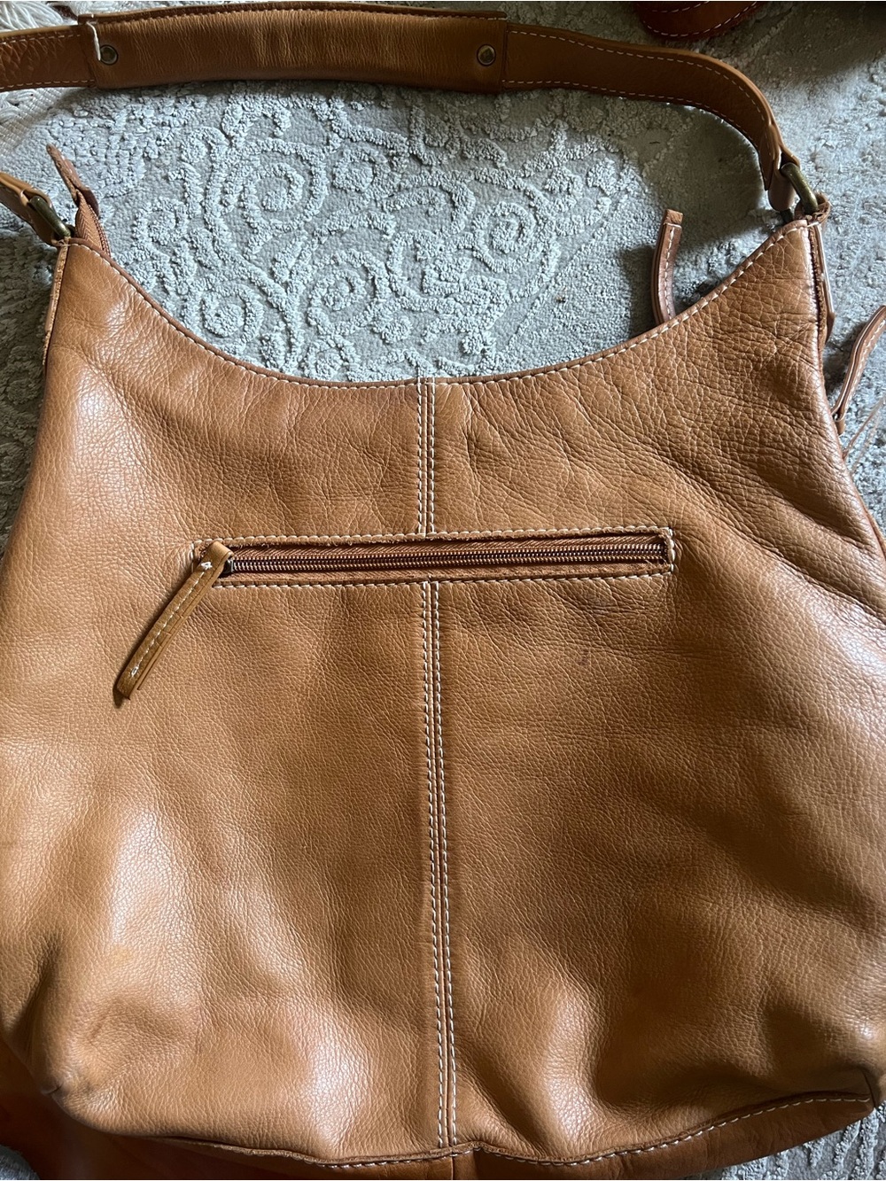 American leather Easton Tan Leather Hobo Bag pebbled structured chic slouchy fp - Picture 3 of 4